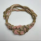 Vintage 70s 80s Beaded Braided Rope Belt Pink Gold Statement Cord