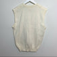 80s Tan F Jay Cream Knit Sweater Vest Pearl Buttons XL Grandpa Academia