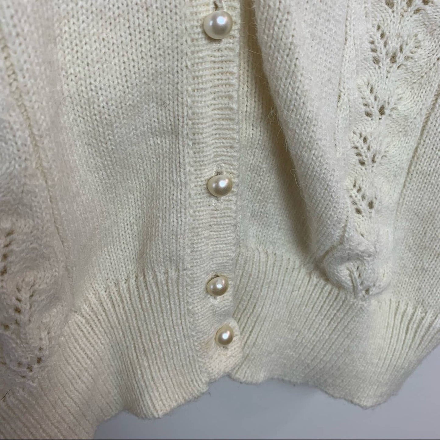 80s Tan F Jay Cream Knit Sweater Vest Pearl Buttons XL Grandpa Academia