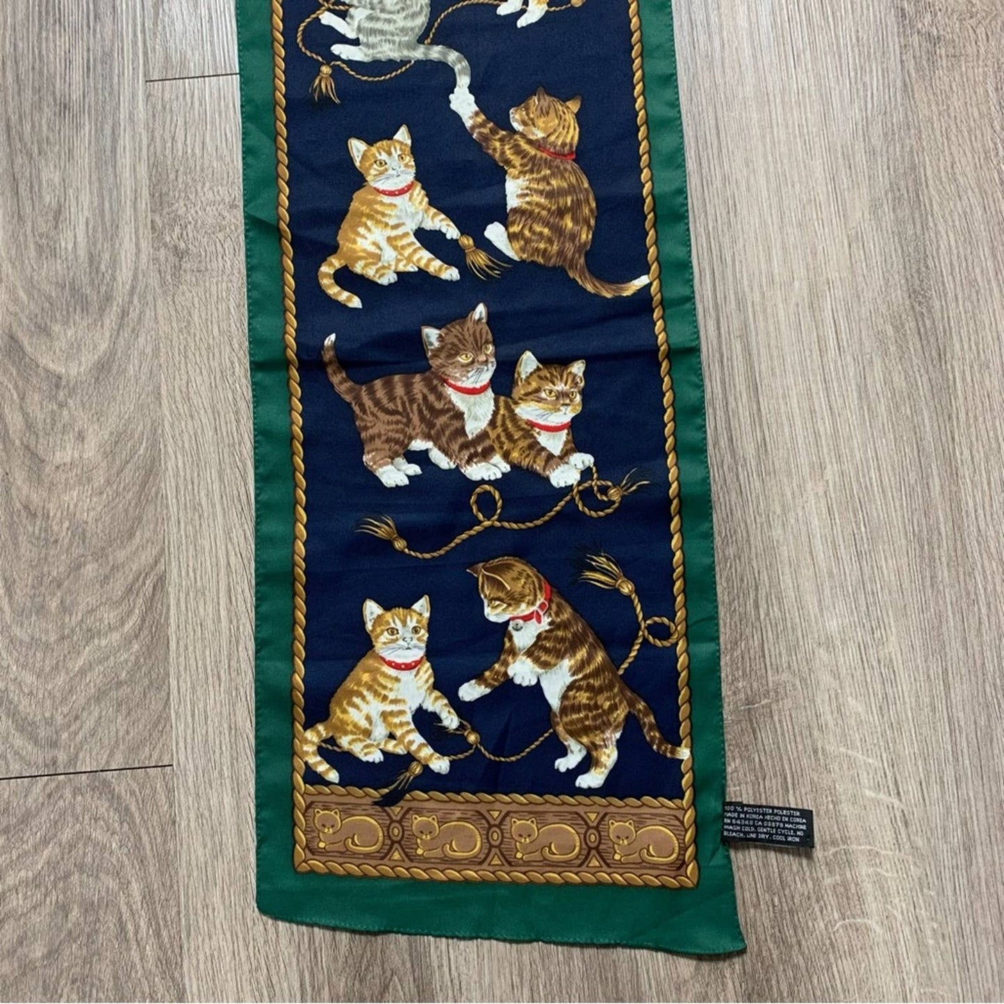 Vintage Cat Print Scarf Cats Playing
