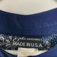 80s Breli Blue and White Dress Floral Gold USA 10 Fit flare Midi