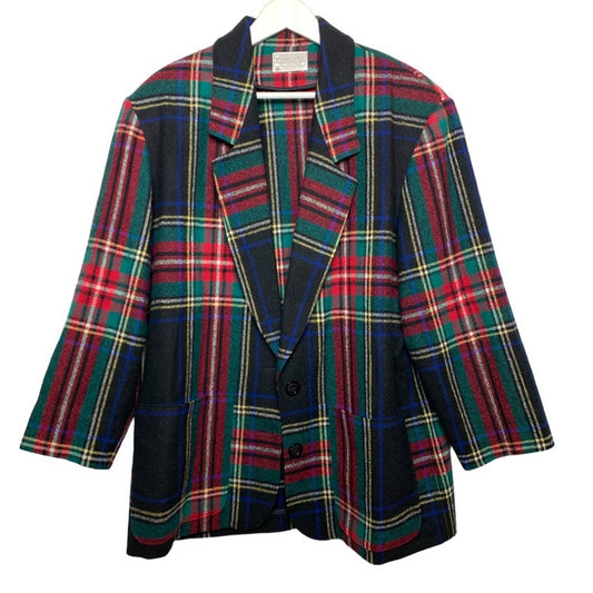 Vintage Pendleton Plaid Wool Blazer Made in the USA 16 Tartan