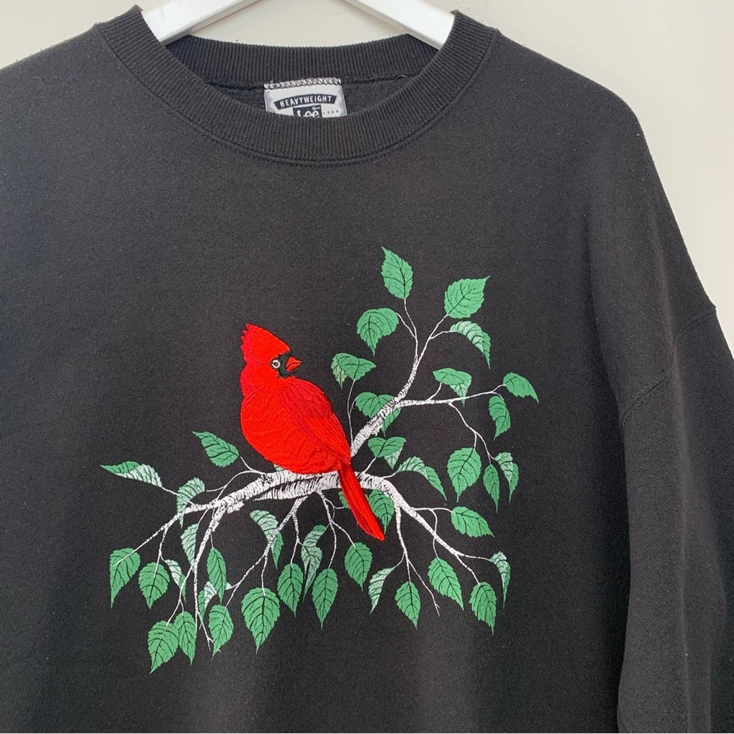 Vintage Lee Heavyweight Embroidered Cardinal Sweatshirt Crewneck Pullover XL