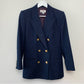 Vintage 80s 90s Talbots Blazer Double Breasted Gold Buttons Navy Blue 4P Wool