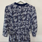 80s Breli Blue and White Dress Floral Gold USA 10 Fit flare Midi
