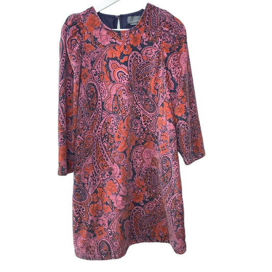 Anthropologie Dayna Corduroy Dress Paisley Floral Medium Pink Orange